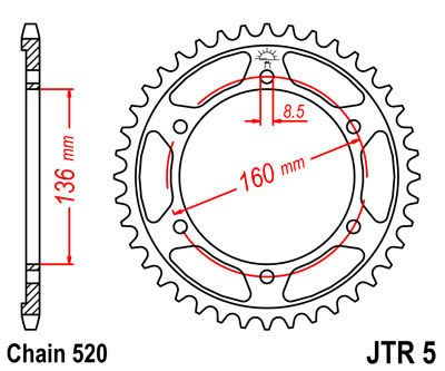 JT Звезда цепного привода JTR 5.47
